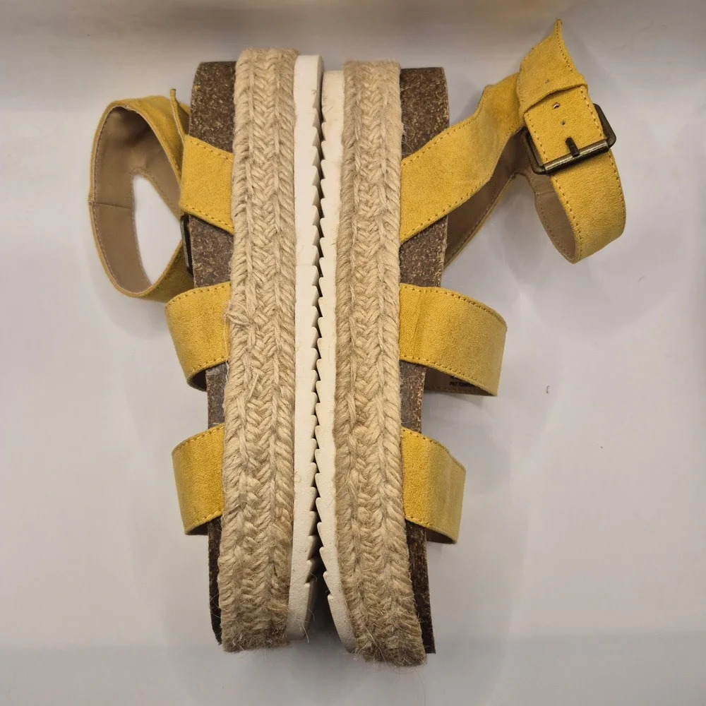Universal‎ Thread Mustard Yellow Platform Espadrille Sandals Size 8 Boho Summer